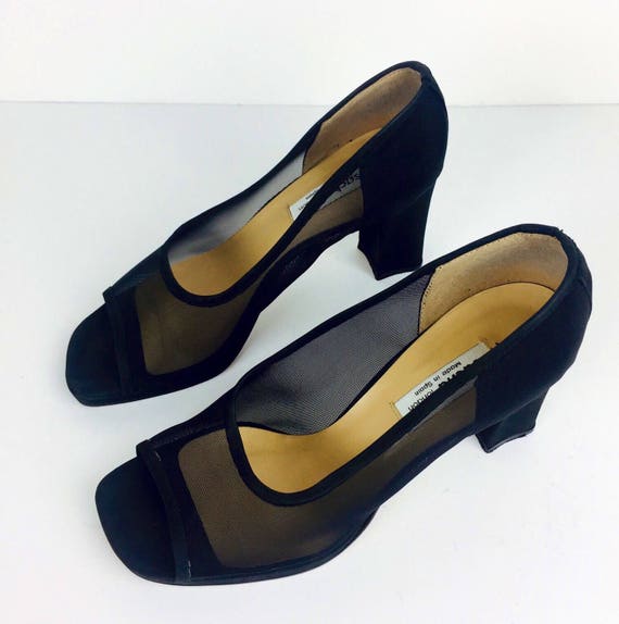 Vintage 90's 00's designer black suede mesh open … - image 6