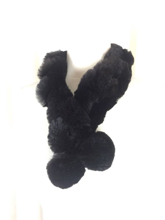 Vintage 90's knit rabbit fur scarf