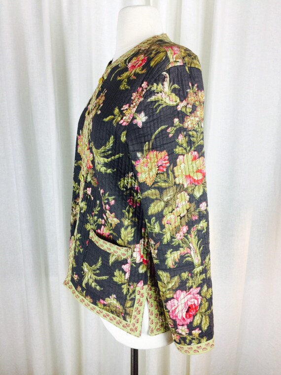 Vintage 90s floral quilted reversible Asian style… - image 7