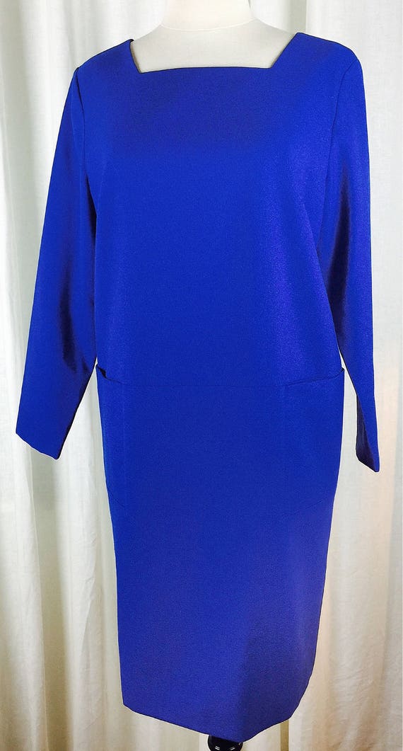 Vintage 70's 80's designer royal blue wool long s… - image 6