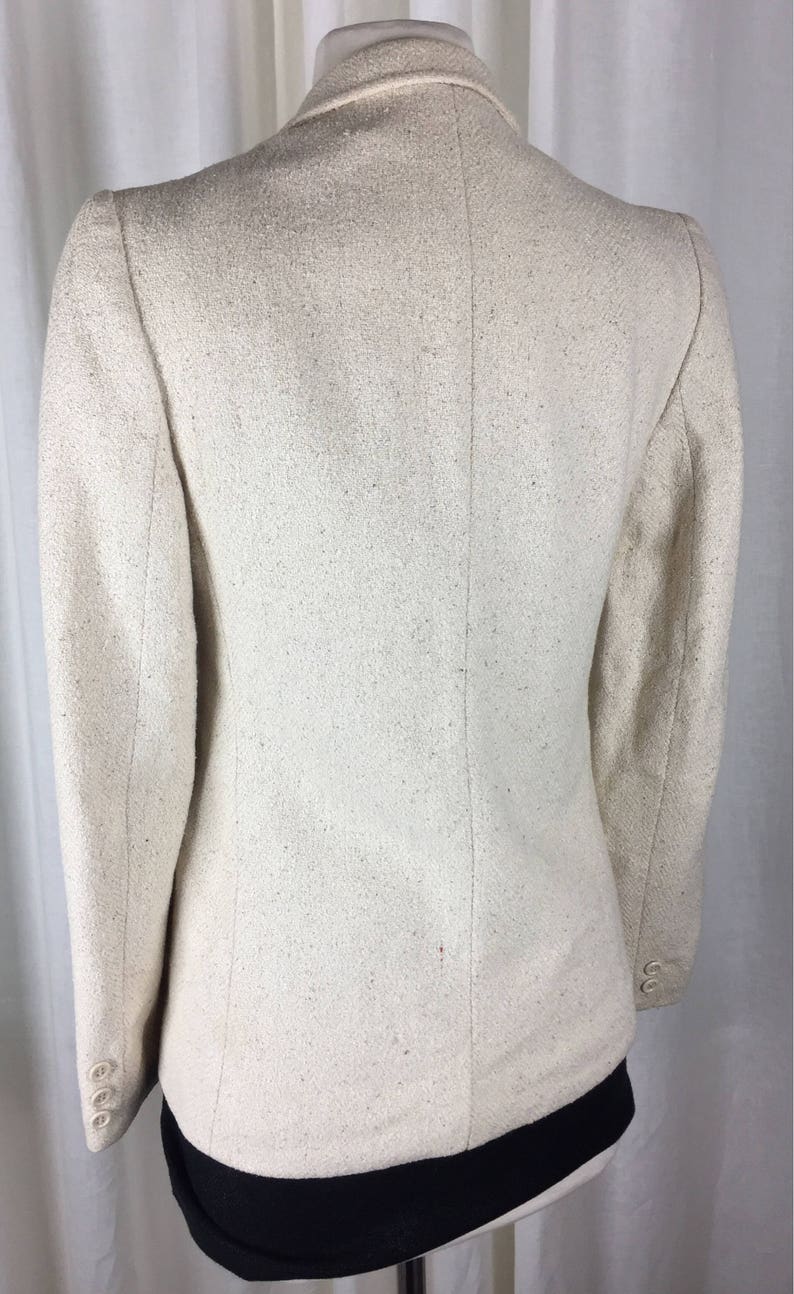 Vintage 70's French designer cream textured fitted blazer image 6