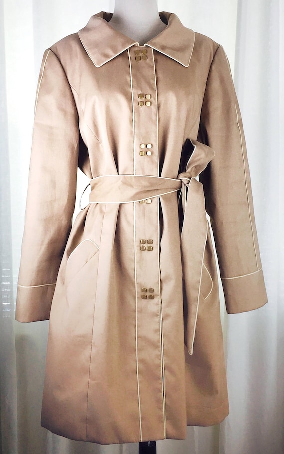 Vintage 90's fitted khaki belted trench coat