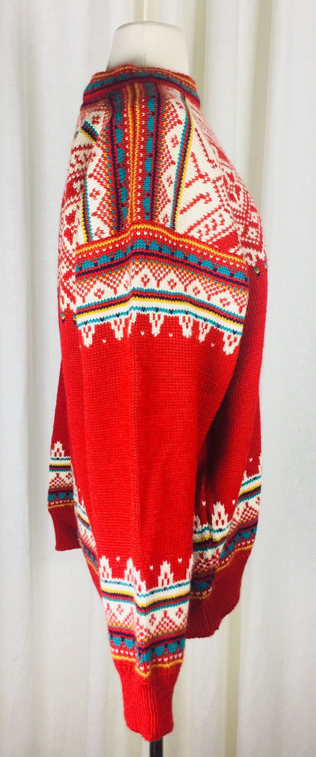 Vintage 80's 90's Dale of Norway red white crewneck ski sweater