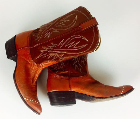 Vintage 80's Nocona brown leather white stitched c