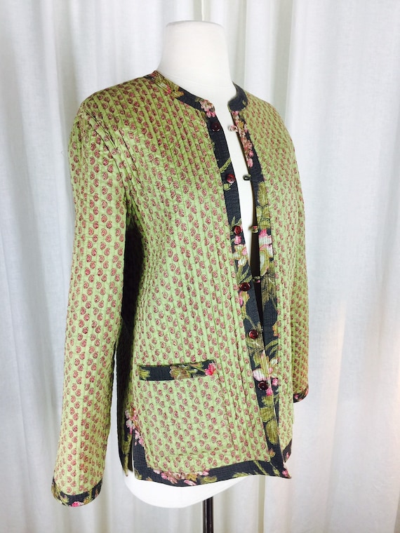 Vintage 90s floral quilted reversible Asian style… - image 3