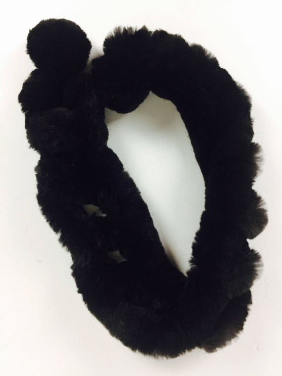 Vintage 90's knit rabbit fur scarf - image 7