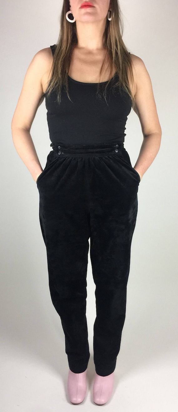 Vintage 80's 90's black suede leather high waist p