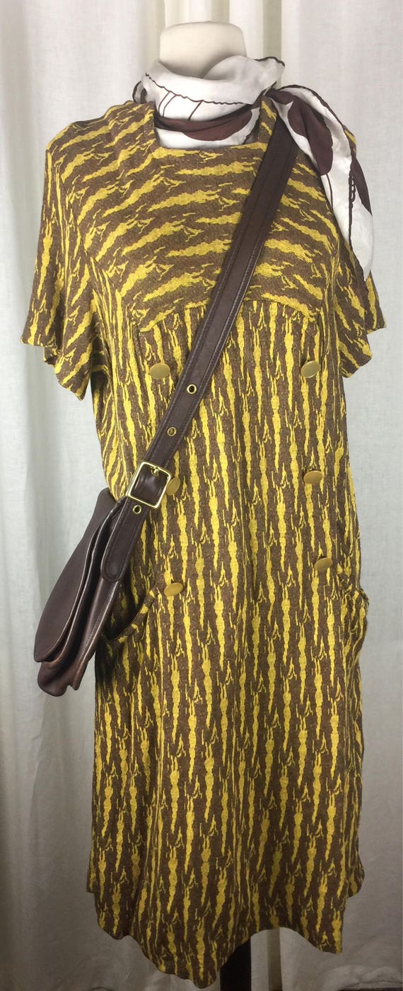 Vintage 60's abstract zebra woven fabric print dr… - image 3