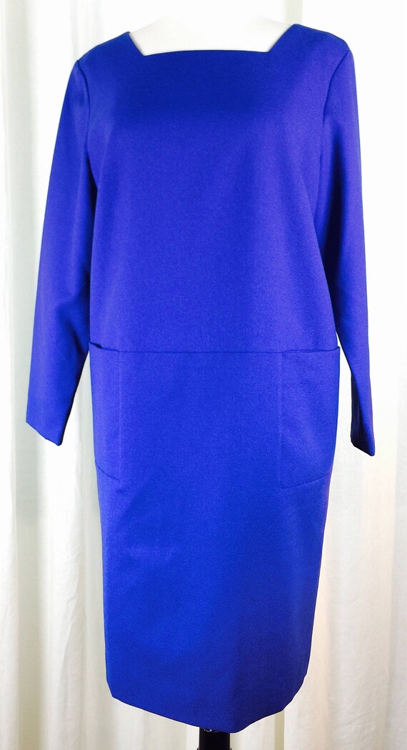 Vintage 70's 80's designer royal blue wool long s… - image 2