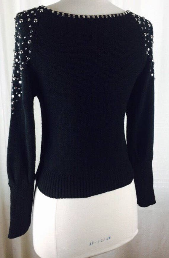 Vintage 80's 90's designer black fitted knit stud… - image 5