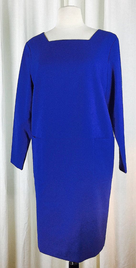 Vintage 70's 80's designer royal blue wool long s… - image 1