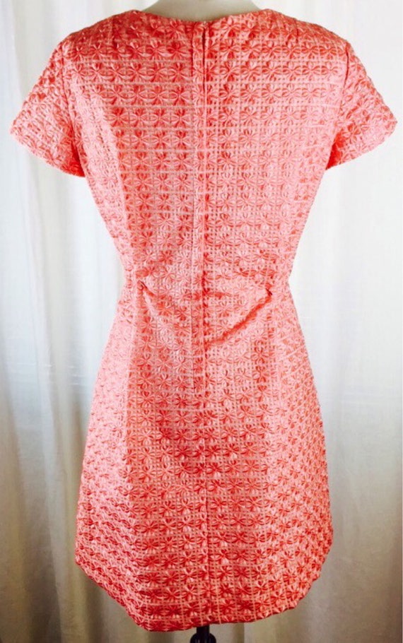 Vintage 60's mod gogo pink embroidered lace dress - image 5