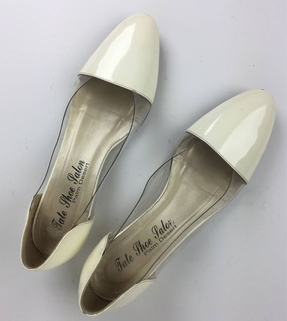 Vintage 80's ivory patent leather and clear  acry… - image 3