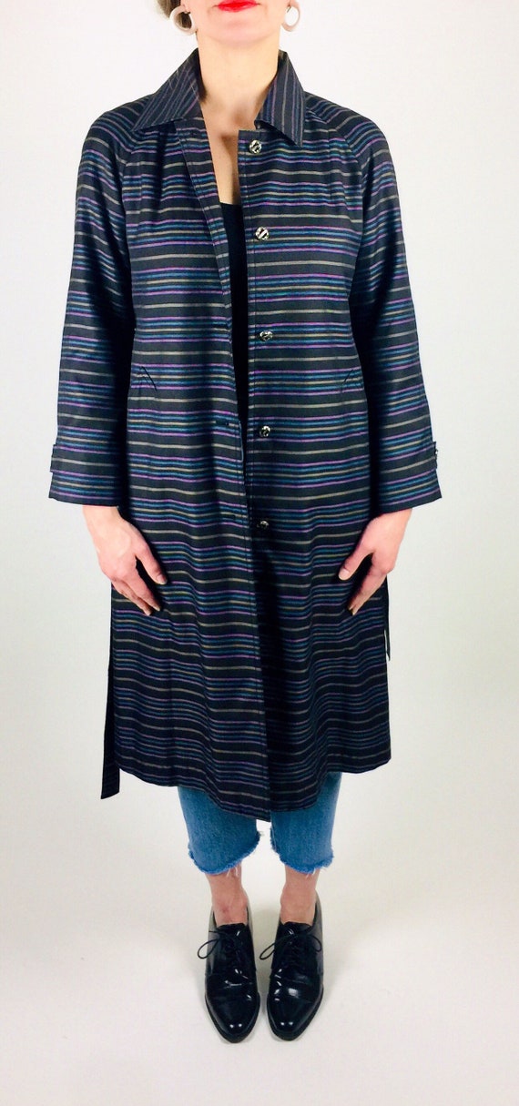 Vintage 80's 90's belted striped coat