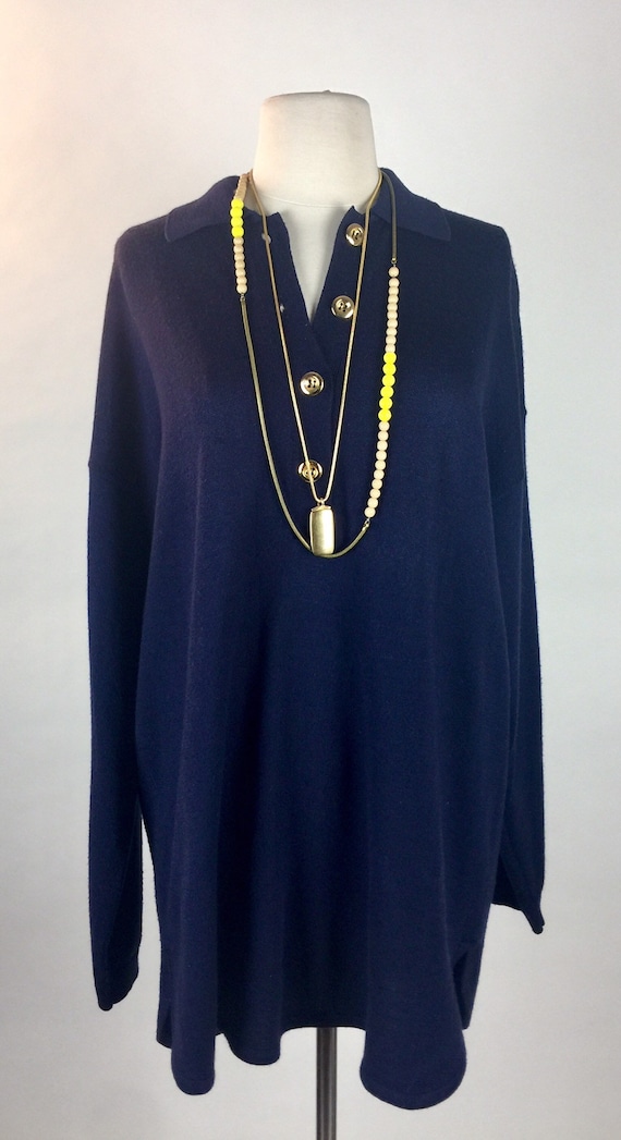 Vintage 80's 90's navy gold knit tunic top