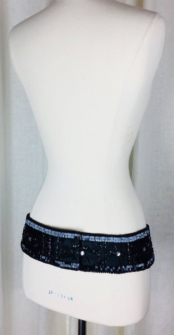 Vintage rare-black-beaded decorative evening belt Crown Pacific Black Beaded Women main image 4