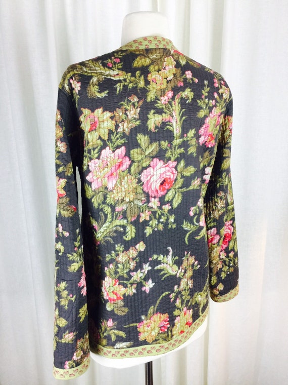 Vintage 90s floral quilted reversible Asian style… - image 2