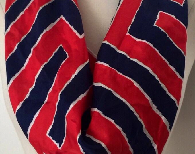 Vintage 60's 70's collectable Echo geometric mod patriot colored abstract silk scarf