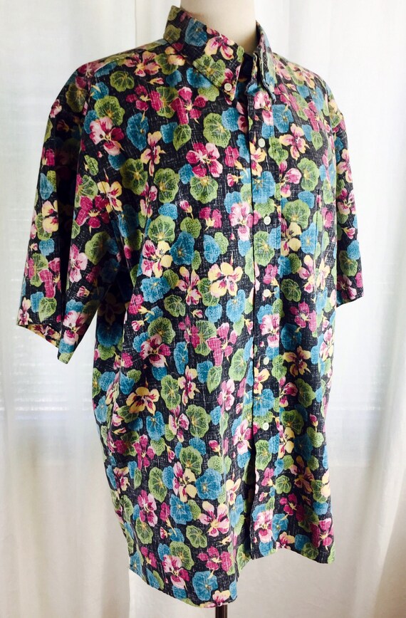 Vintage 80's Reyn Spooner Hawaiian black reverse … - image 7