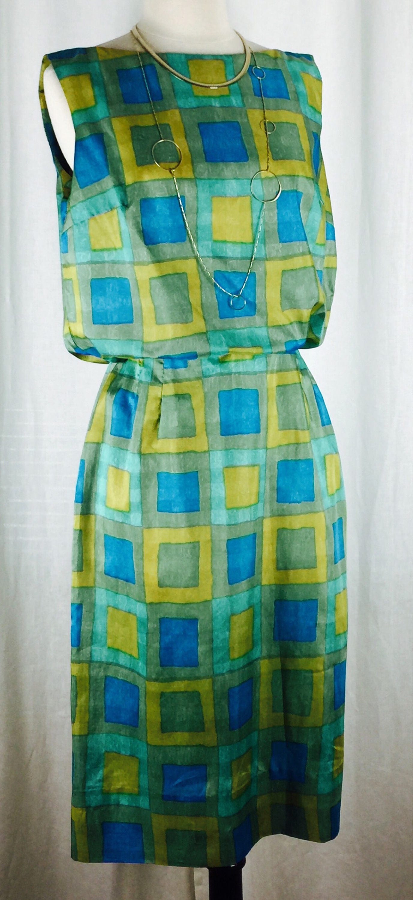 Vintage 60's Bright Mod Geometric Abstract Square Print - Etsy