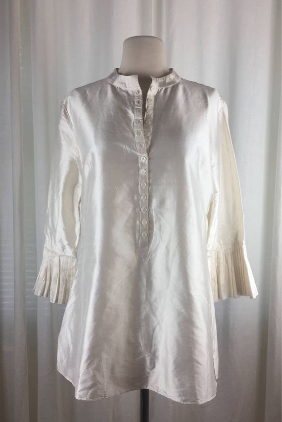 Vintage 90's romantic ivory tunic blouse with roc