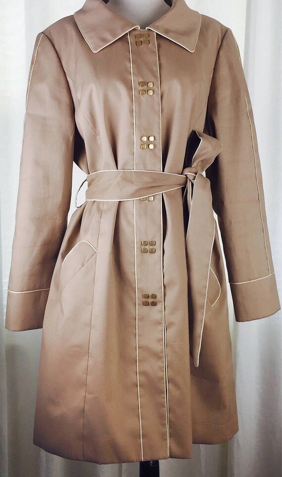 Vintage 90's fitted khaki belted trench coat - image 5