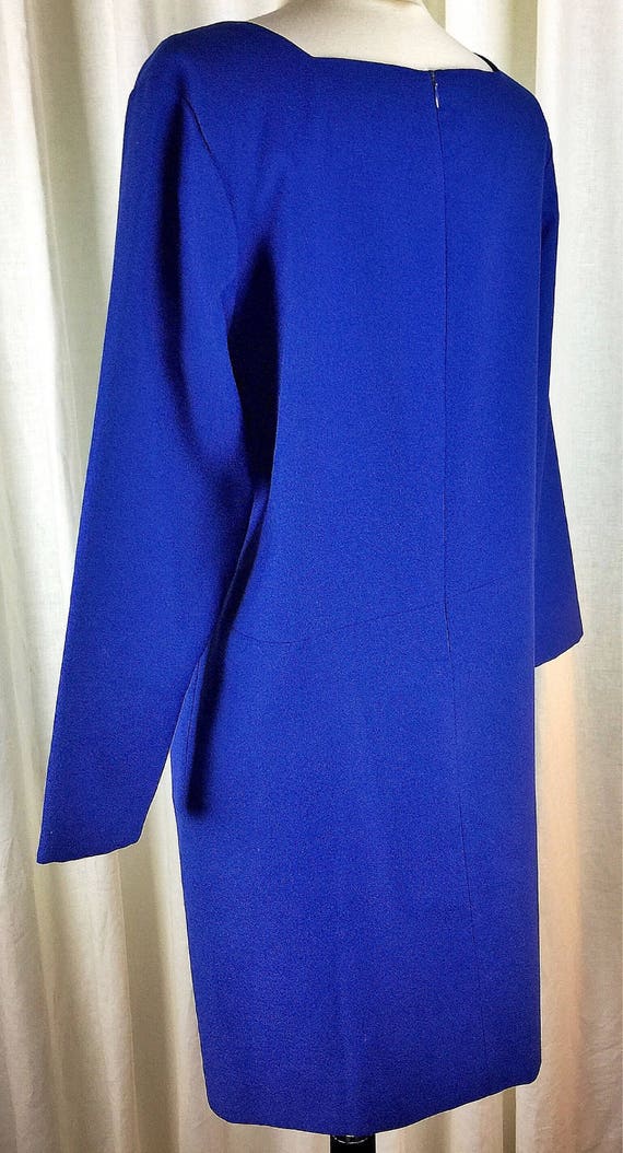 Vintage 70's 80's designer royal blue wool long s… - image 8