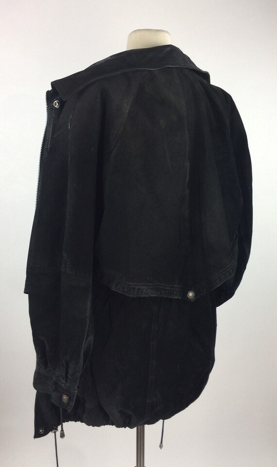 Vintage 80's 90's black suede leather cinched wai… - image 10