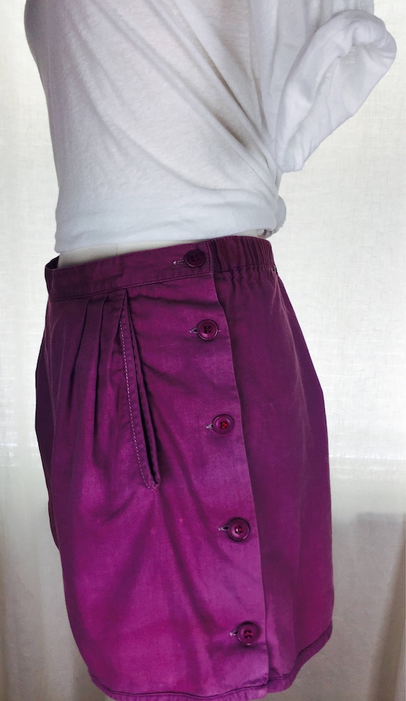 Vintage 70's Indian cotton folk purple button up s