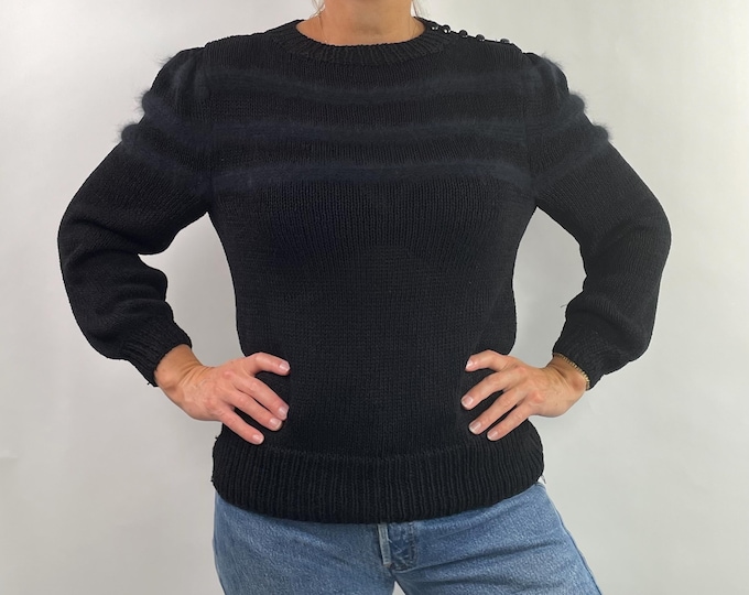 Vintage 80’s 90’s angora striped knit sweater top