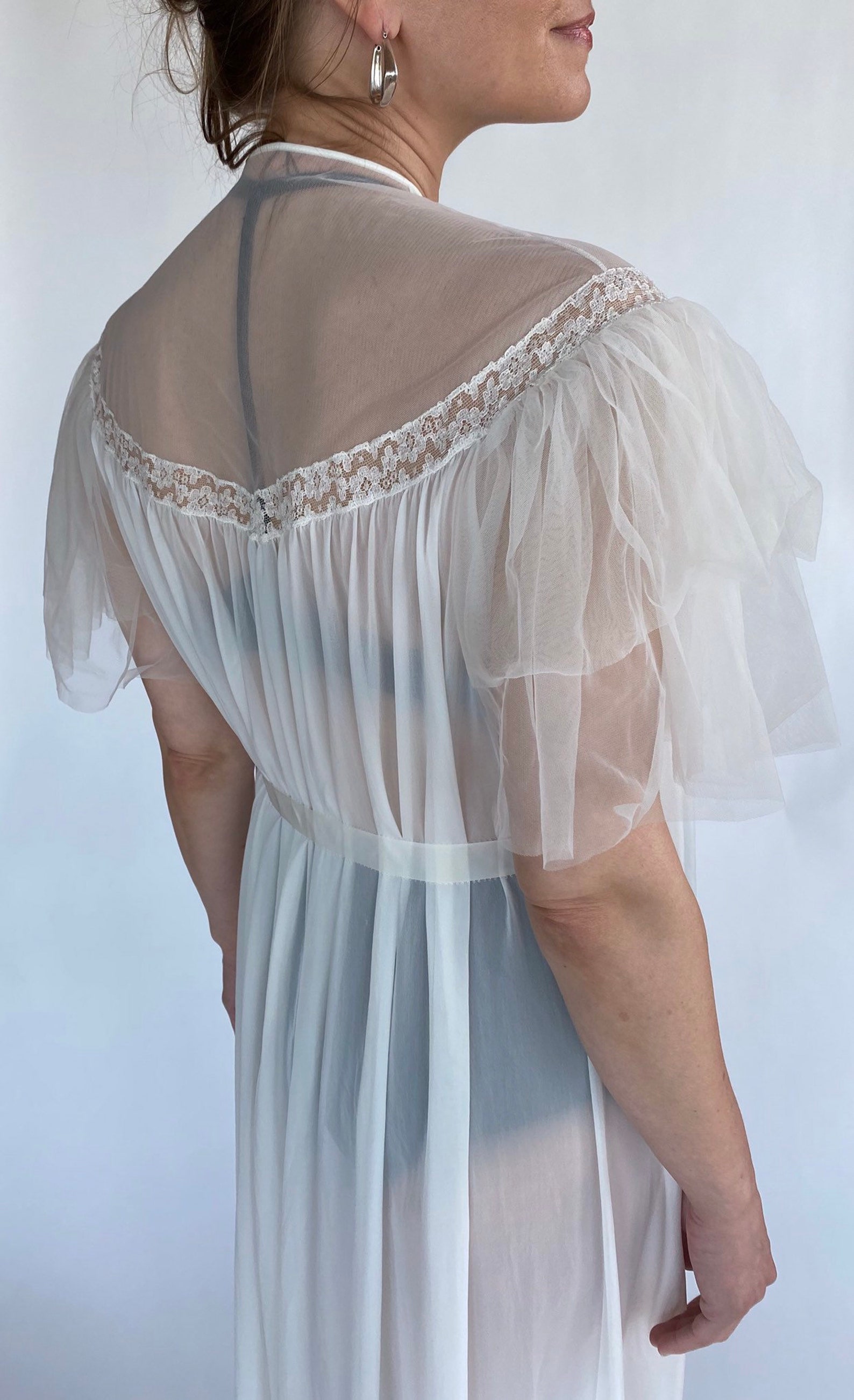 long sheer mesh robe