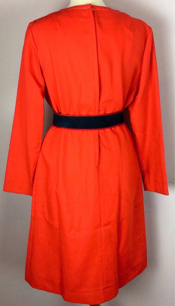 Vintage 60's bright red caftan dress with contras… - image 7