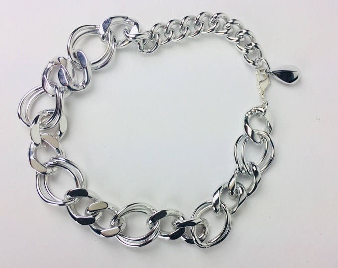 Vintage 50's 60's collectible designer Carolite multi size link aluminum chain necklace