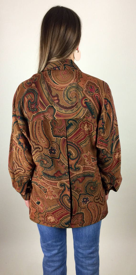 Vintage 90's designer tan paisley tunic style sil… - image 5