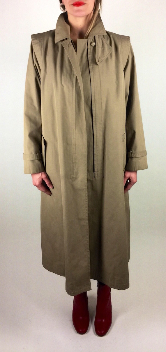 Vintage 70's 80's designer A line khaki trench co… - image 2