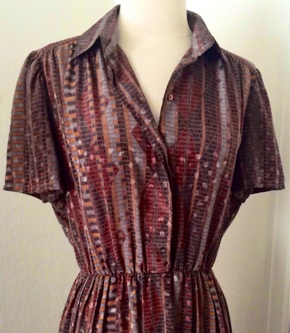 Vintage 70's 80's Southwestern lizard snake print… - image 6