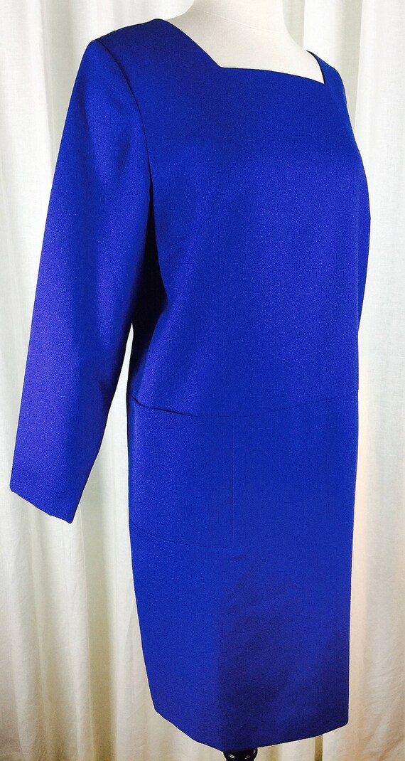 Vintage 70's 80's designer royal blue wool long s… - image 4