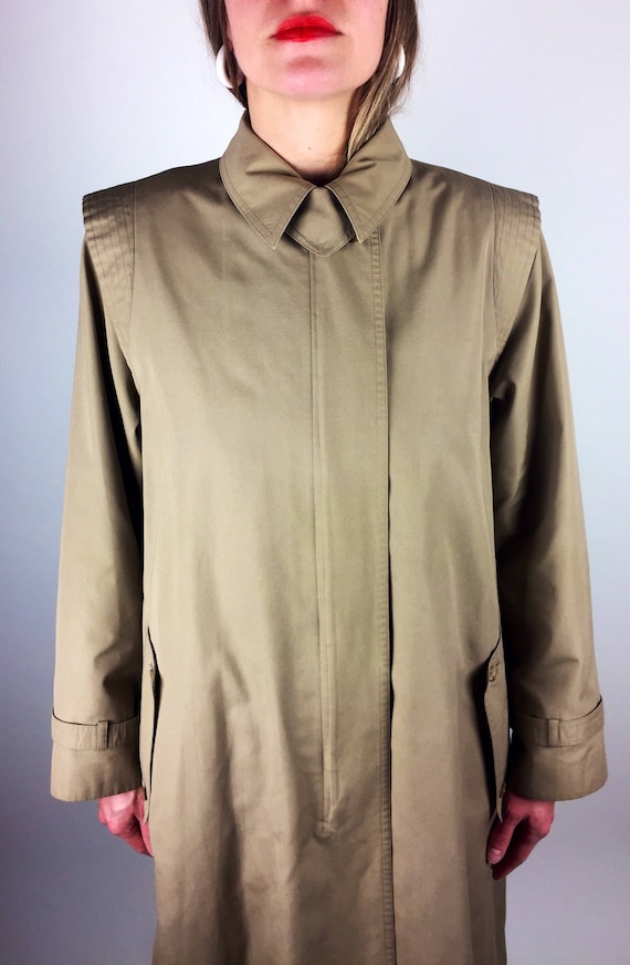 Vintage 70's 80's designer A line khaki trench co… - image 1