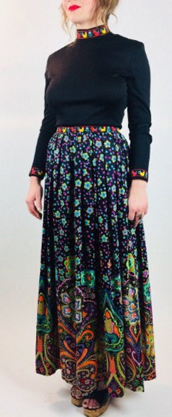 Vintage 60's folk print maxi dress