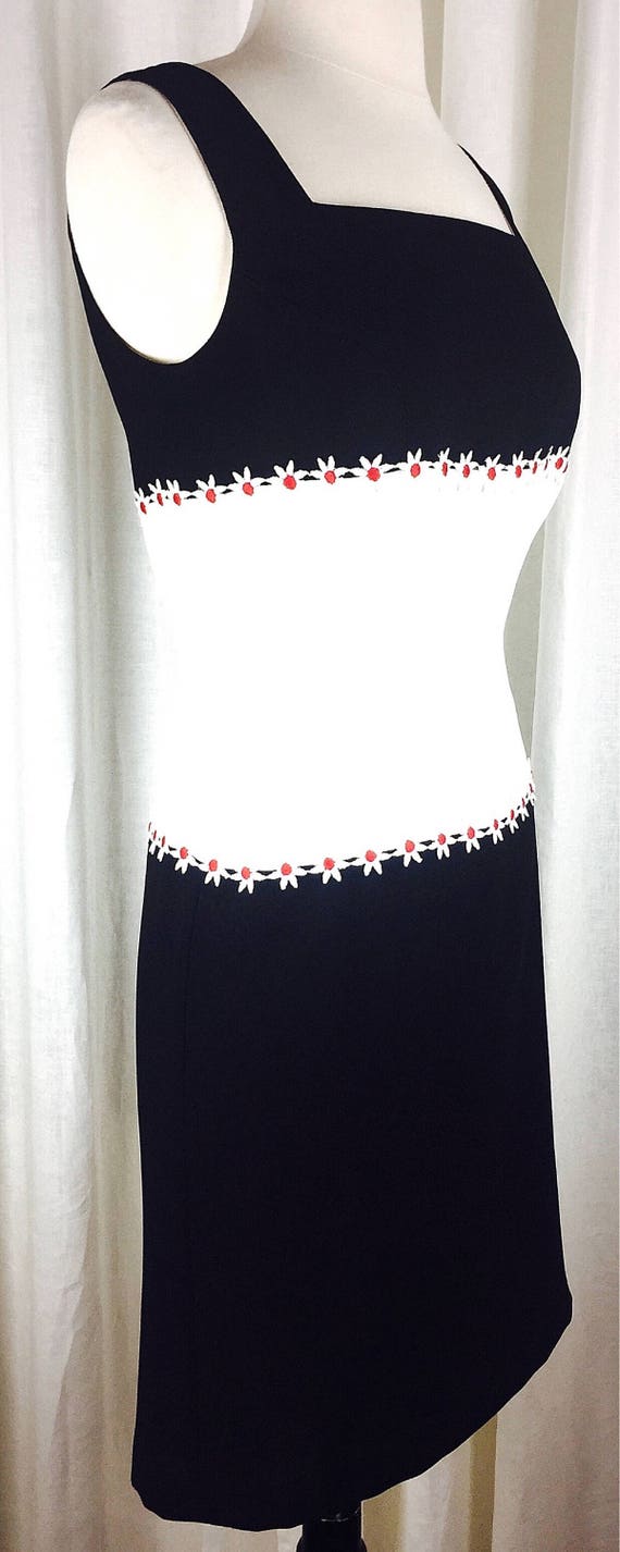 Vintage 90's monochrome fitted sheath dress with … - image 4