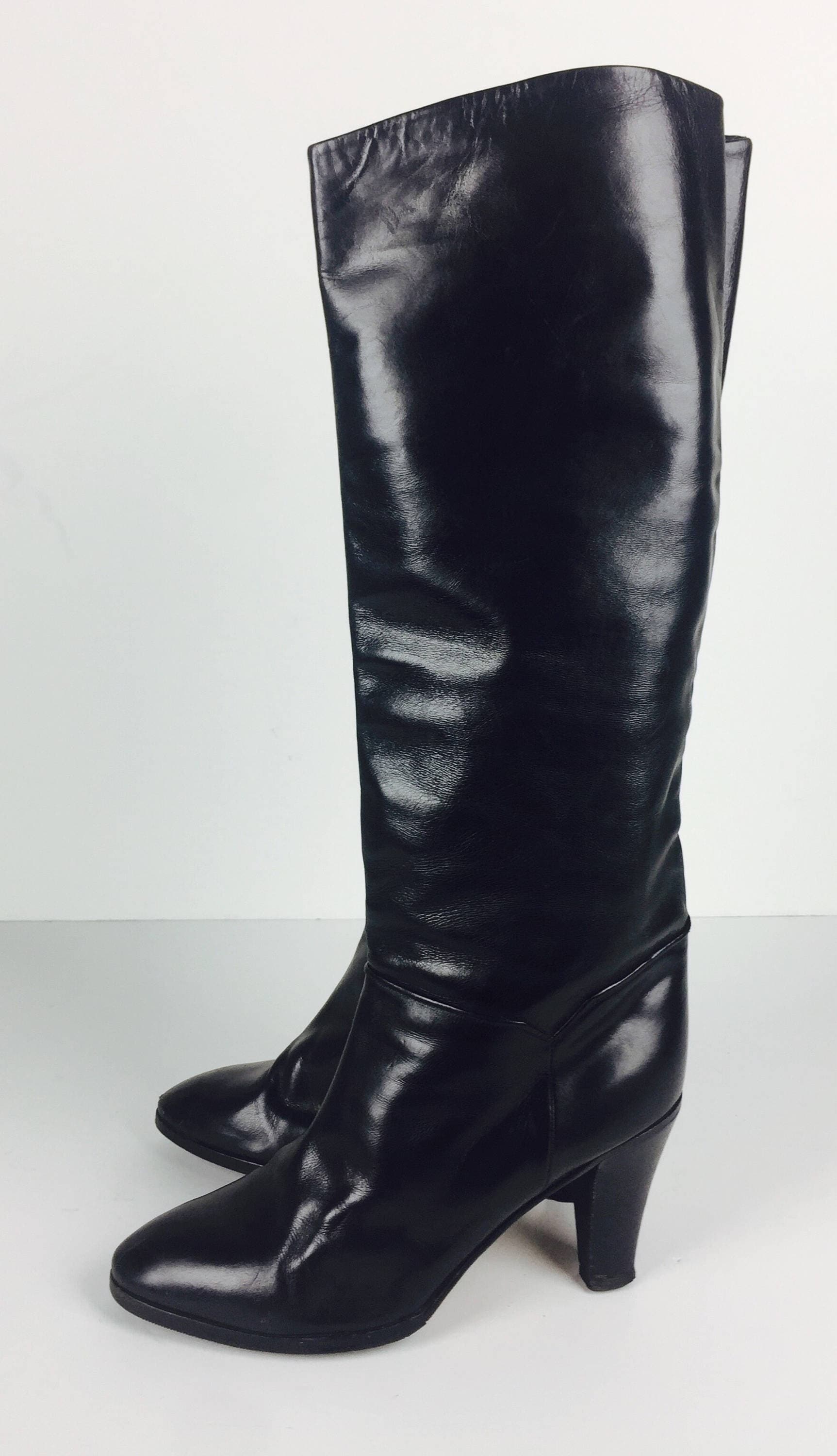 designer black leather boots