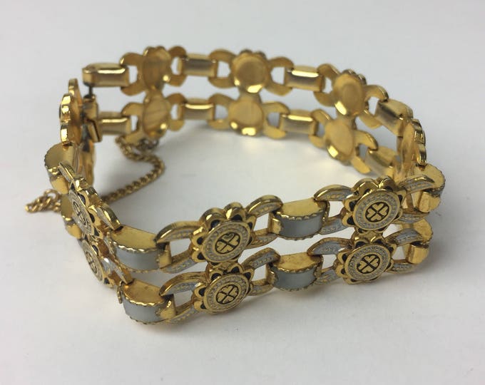 Vintage 60's gold tone Damascene link chain bracelet