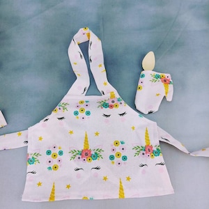 Pink Unicorn Apron for 18 Inch Doll, Doll Apron, Unicorn