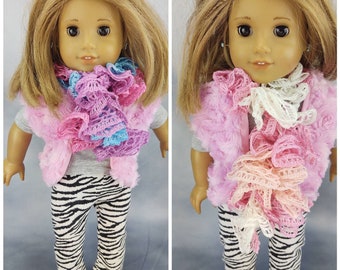 Pink Fur Vest with Scarf for 18 Inch Doll