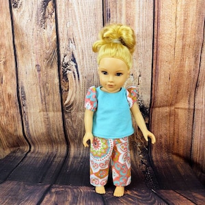 18 Inch Doll Boho Style, Pjs, Flannel Pajamas, Mandela, Heart