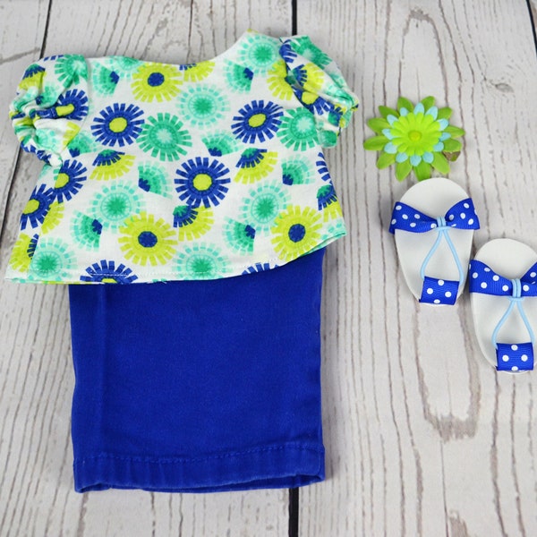 Blue and Green with Pencil Skirt Outfit Outfit for 18 Inch Doll