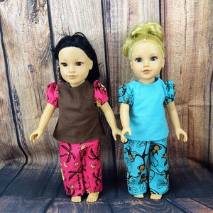 18 inch Doll Monkey Pajamas, Pjs, Flannel Pajamas, Teal Monkey Pajama, Pink Monkey Pajama