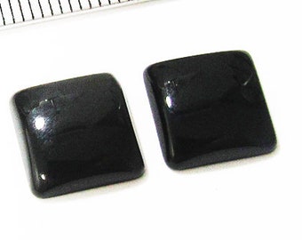 Black Onyx Square Cabochons 9x9mm, Loose gemstones, Gemstones for Jewelry,  2 stones 4.23 carat
