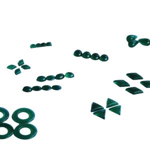 Groene Agaat Cabochon, 9 edelstenen, Markiezin, Vierkant, Driehoek, Traan, Rond, Kegel