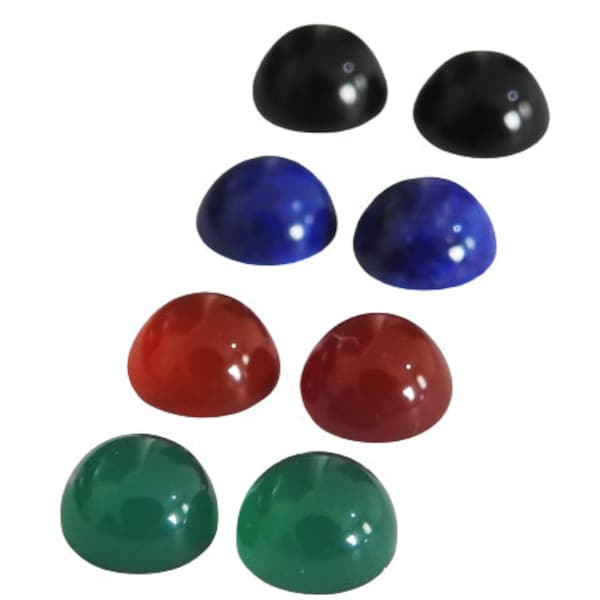 Blue Agate, Green Agate, Black Onyx, Carnelian, 8 Round Cabochon shape 6 mm